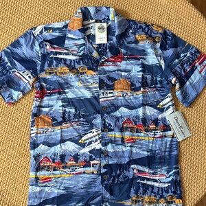 NWT David Carey Originals Nautical Blue Dress Shirt Size M